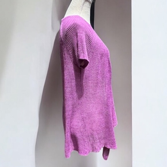 🌻Eileen Fisher Purple Linen Lagenlook Short Sleeve Knit Cardigan Size S Petite - Picture 8 of 13
